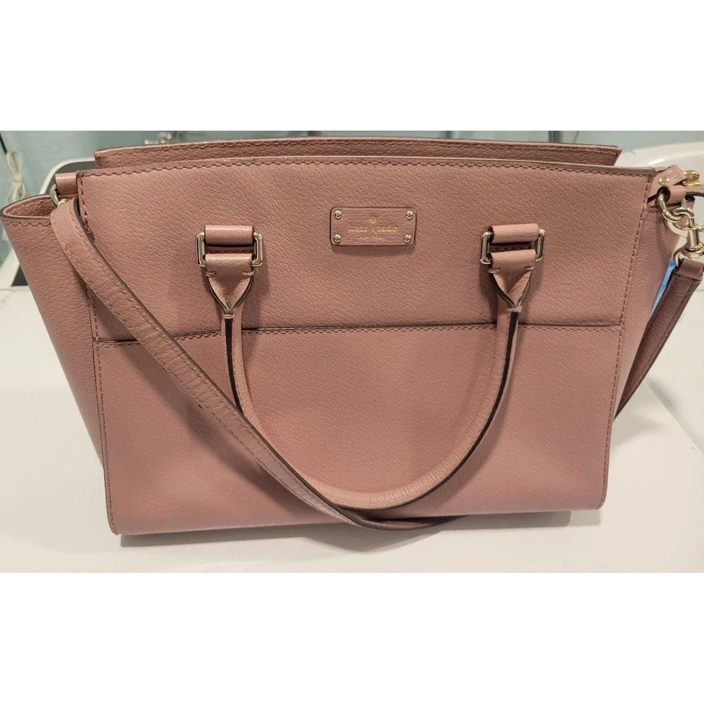 Kate Spade New York Pink Pebbled Leather Satchel Crossbody Handbag Gold Hardware